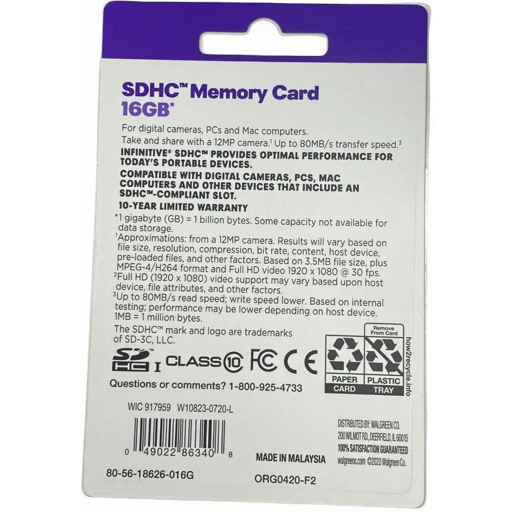 Lot of 2 Infinitive SDHC Memory Card 16 GB For Cameras PCs And Mac Computers New